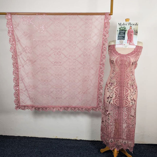 Exclusive Embroidered Net with Fancy Net Dupatta 3Pc - Mah e Rooh (Safoora)