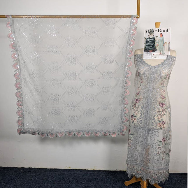 Exclusive Embroidered Net with Fancy Net Dupatta 3Pc - Mah e Rooh (Safoora)