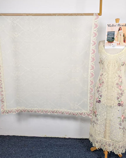 Exclusive Embroidered Net with Fancy Net Dupatta 3Pc - Mah e Rooh (Safoora)