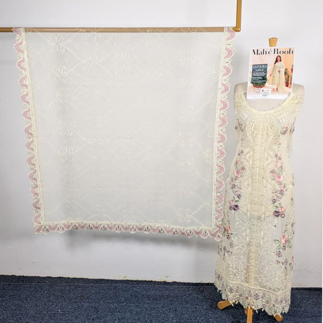 Exclusive Embroidered Net with Fancy Net Dupatta 3Pc - Mah e Rooh (Safoora)
