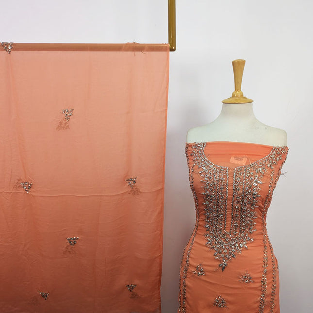 Crinkle Chiffon with Handmade Gala Style Gotta Work 2Pc Unstitched