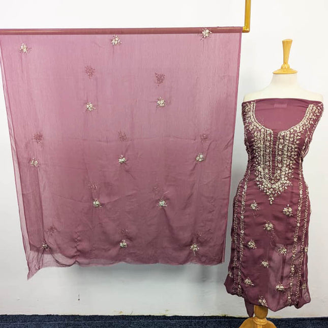 Crinkle Chiffon with Handmade Gala Style Gotta Work 2Pc Unstitched