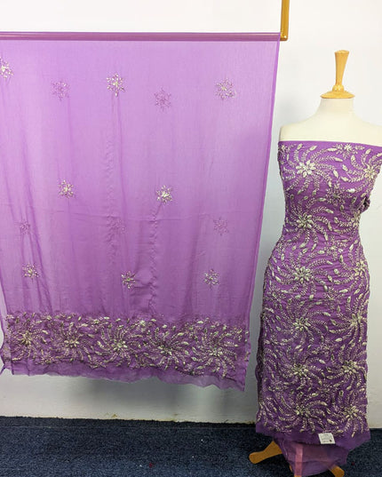 Chiffon with Full Jaal Gotta Work Shirt & 2 Sided Border Dupatta 2Pc Unstitched