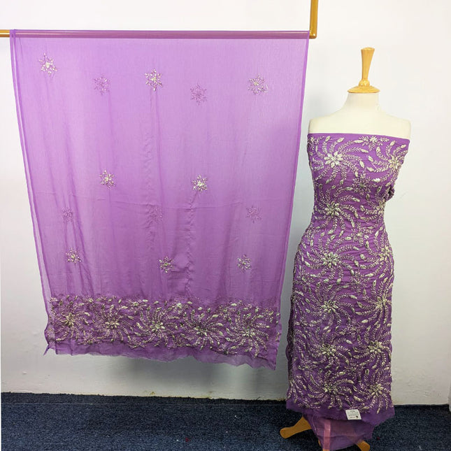 Chiffon with Full Jaal Gotta Work Shirt & 2 Sided Border Dupatta 2Pc Unstitched