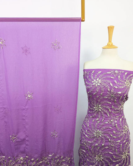 Chiffon with Full Jaal Gotta Work Shirt & 2 Sided Border Dupatta 2Pc Unstitched