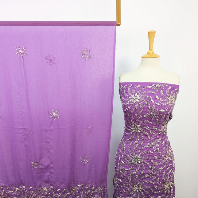 Chiffon with Full Jaal Gotta Work Shirt & 2 Sided Border Dupatta 2Pc Unstitched
