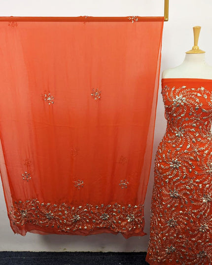 Chiffon with Full Jaal Gotta Work Shirt & 2 Sided Border Dupatta 2Pc Unstitched