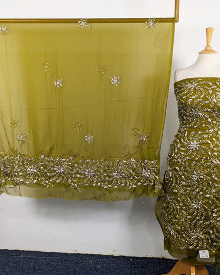 Chiffon with Full Jaal Gotta Work Shirt & 2 Sided Border Dupatta 2Pc Unstitched