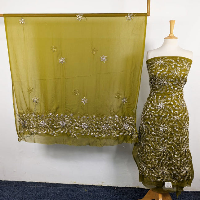 Chiffon with Full Jaal Gotta Work Shirt & 2 Sided Border Dupatta 2Pc Unstitched