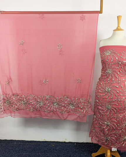 Chiffon with Full Jaal Gotta Work Shirt & 2 Sided Border Dupatta 2Pc Unstitched