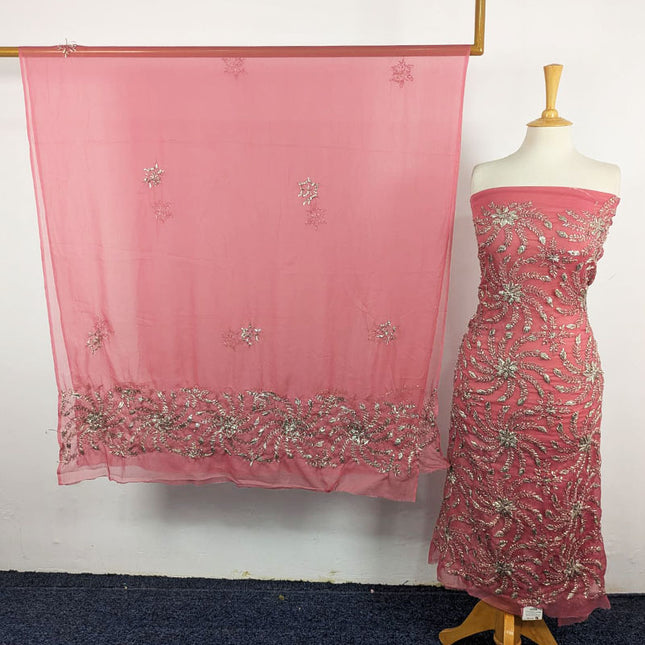 Chiffon with Full Jaal Gotta Work Shirt & 2 Sided Border Dupatta 2Pc Unstitched