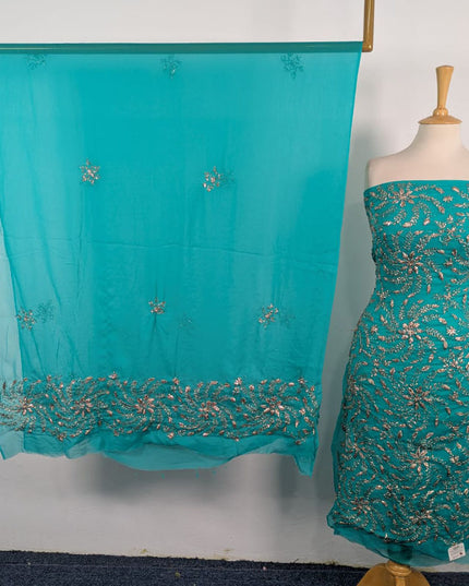 Chiffon with Full Jaal Gotta Work Shirt & 2 Sided Border Dupatta 2Pc Unstitched