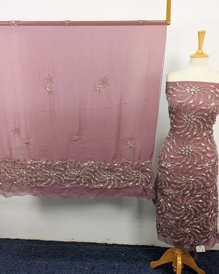 Chiffon with Full Jaal Gotta Work Shirt & 2 Sided Border Dupatta 2Pc Unstitched