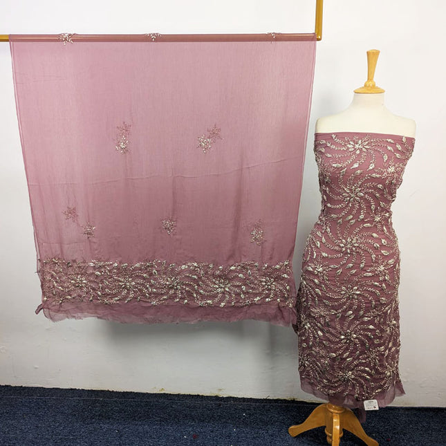 Chiffon with Full Jaal Gotta Work Shirt & 2 Sided Border Dupatta 2Pc Unstitched