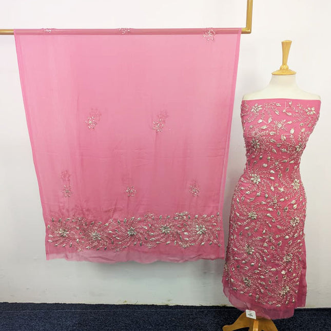 Chiffon with Full Jaal Gotta Work Shirt & 2 Sided Border Dupatta 2Pc Unstitched