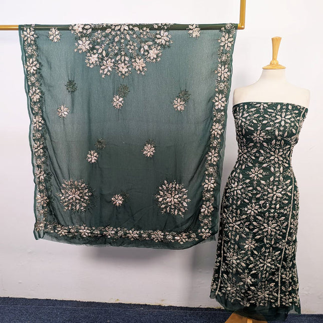 Fancy Chiffon with Full Jaal Gotta Work Shirt & 4 Sided Border Dupatta 2Pc Unstitched