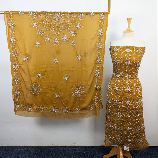 Fancy Chiffon with Full Jaal Gotta Work Shirt & 4 Sided Border Dupatta 2Pc Unstitched