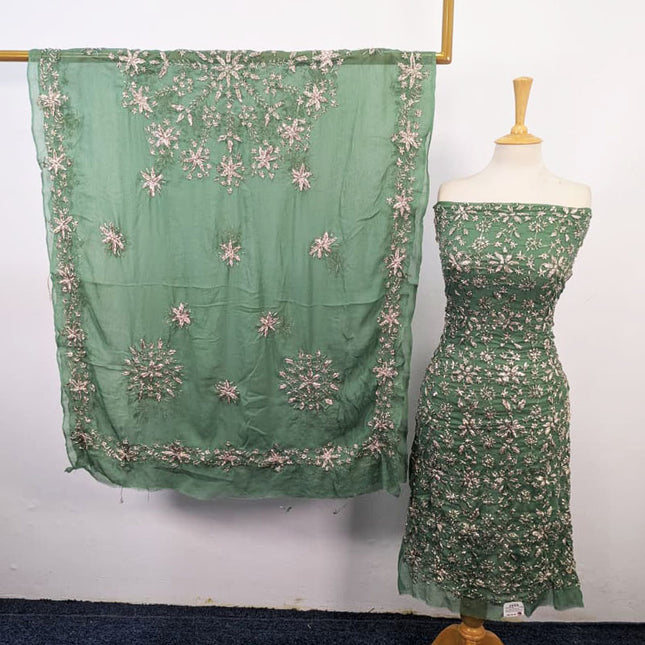 Fancy Chiffon with Full Jaal Gotta Work Shirt & 4 Sided Border Dupatta 2Pc Unstitched
