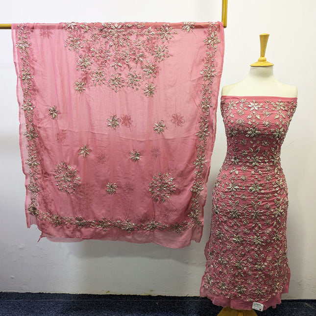 Fancy Chiffon with Full Jaal Gotta Work Shirt & 4 Sided Border Dupatta 2Pc Unstitched