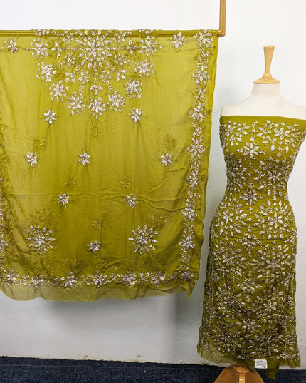 Fancy Chiffon with Full Jaal Gotta Work Shirt & 4 Sided Border Dupatta 2Pc Unstitched