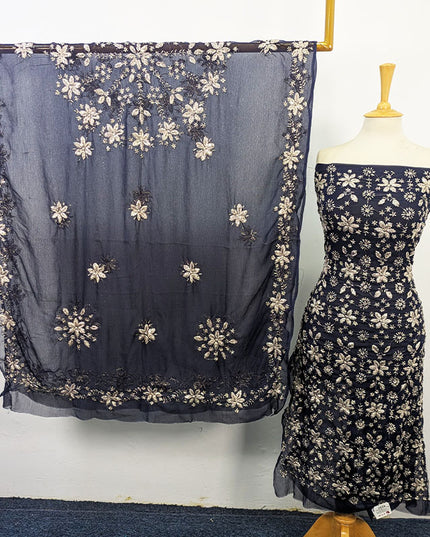Fancy Chiffon with Full Jaal Gotta Work Shirt & 4 Sided Border Dupatta 2Pc Unstitched