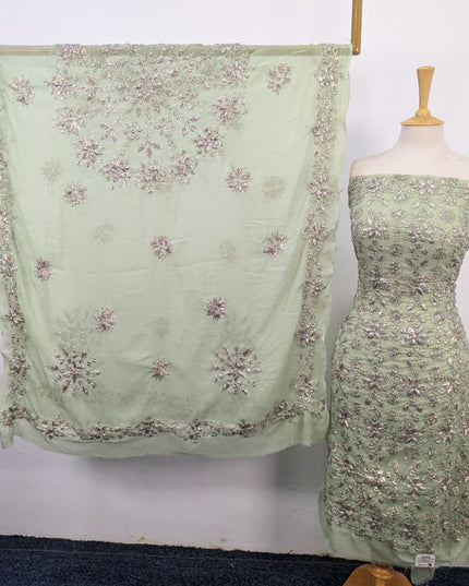 Fancy Chiffon with Full Jaal Gotta Work Shirt & 4 Sided Border Dupatta 2Pc Unstitched