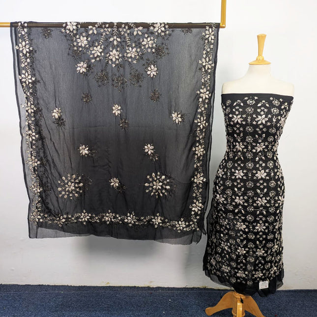 Fancy Chiffon with Full Jaal Gotta Work Shirt & 4 Sided Border Dupatta 2Pc Unstitched