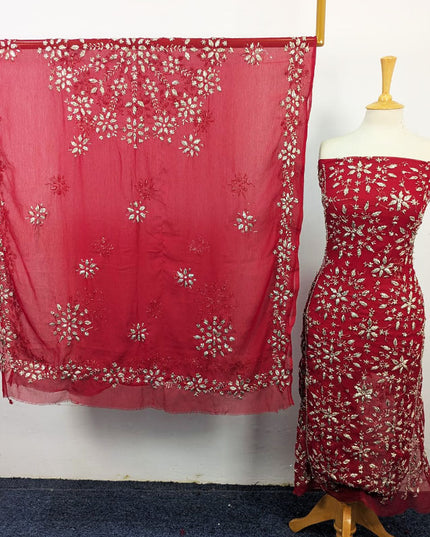 Fancy Chiffon with Full Jaal Gotta Work Shirt & 4 Sided Border Dupatta 2Pc Unstitched