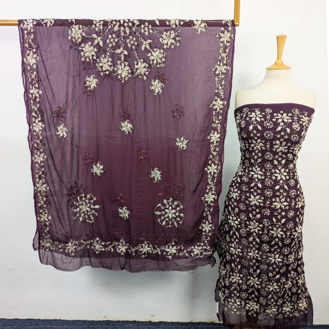 Fancy Chiffon with Full Jaal Gotta Work Shirt & 4 Sided Border Dupatta 2Pc Unstitched