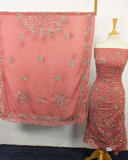 Fancy Chiffon with Full Jaal Gotta Work Shirt & 4 Sided Border Dupatta 2Pc Unstitched