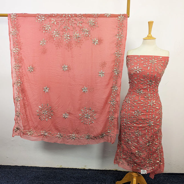 Fancy Chiffon with Full Jaal Gotta Work Shirt & 4 Sided Border Dupatta 2Pc Unstitched