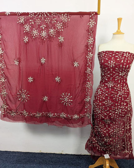 Fancy Chiffon with Full Jaal Gotta Work Shirt & 4 Sided Border Dupatta 2Pc Unstitched