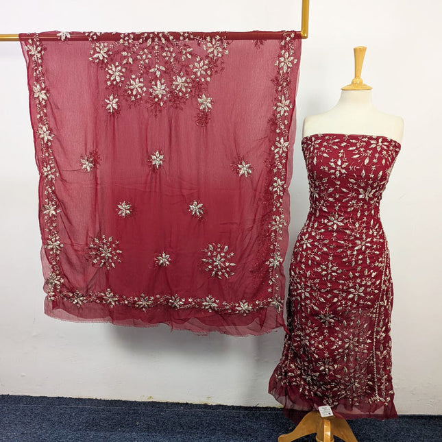 Fancy Chiffon with Full Jaal Gotta Work Shirt & 4 Sided Border Dupatta 2Pc Unstitched