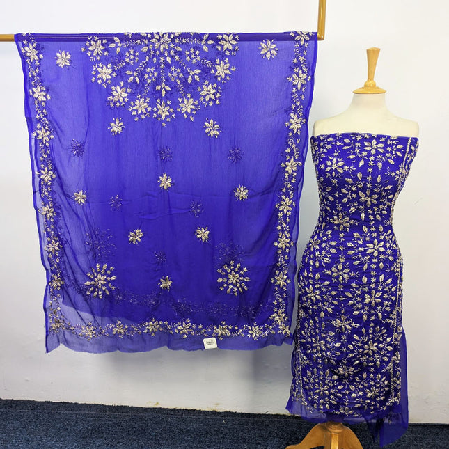 Fancy Chiffon with Full Jaal Gotta Work Shirt & 4 Sided Border Dupatta 2Pc Unstitched