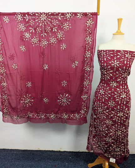 Fancy Chiffon with Full Jaal Gotta Work Shirt & 4 Sided Border Dupatta 2Pc Unstitched