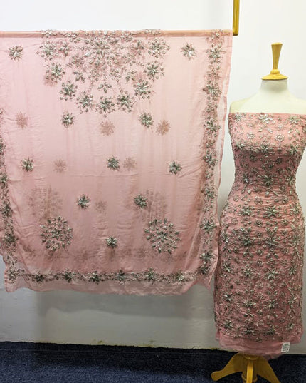 Fancy Chiffon with Full Jaal Gotta Work Shirt & 4 Sided Border Dupatta 2Pc Unstitched