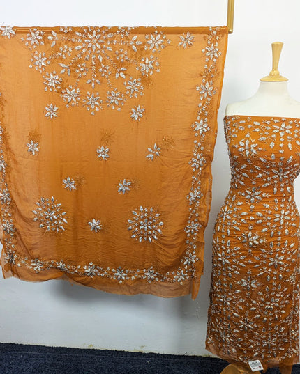 Fancy Chiffon with Full Jaal Gotta Work Shirt & 4 Sided Border Dupatta 2Pc Unstitched