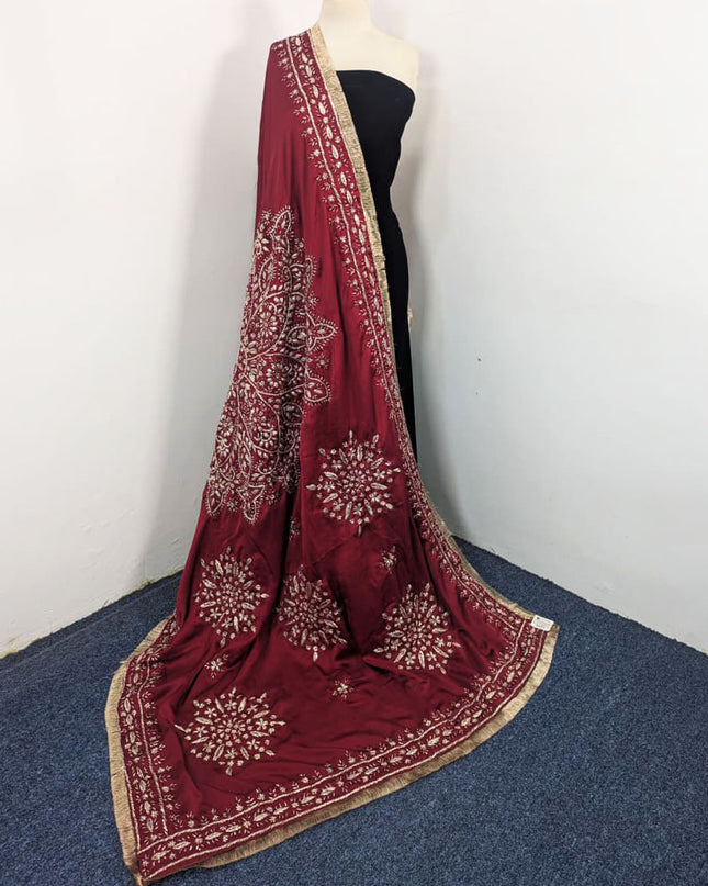 Premium Handmade LCD Gotta Work Silk Dupatta (Ready To Wear)