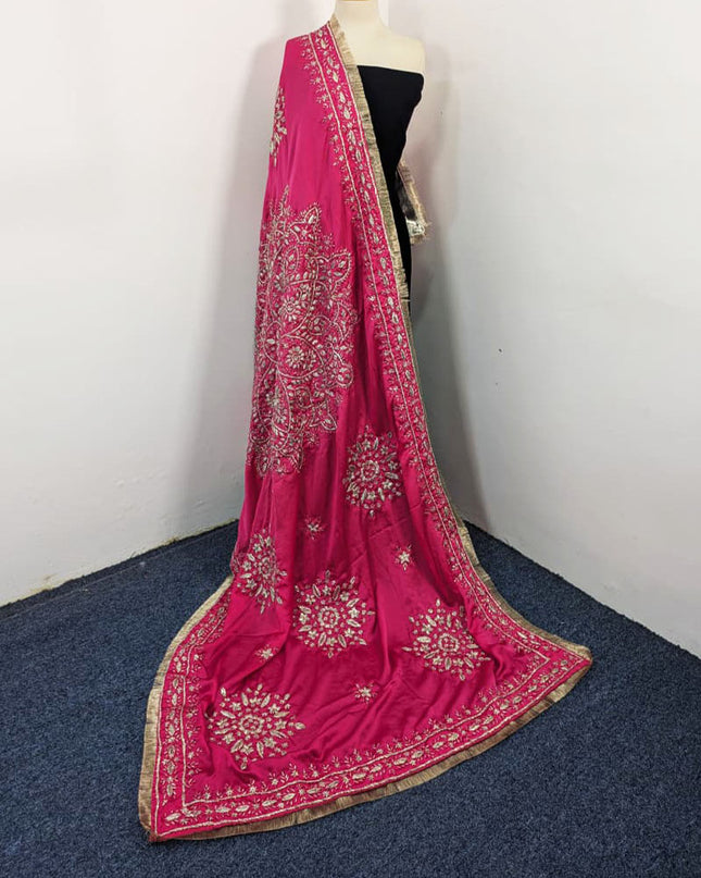 Premium Handmade LCD Gotta Work Silk Dupatta (Ready To Wear)