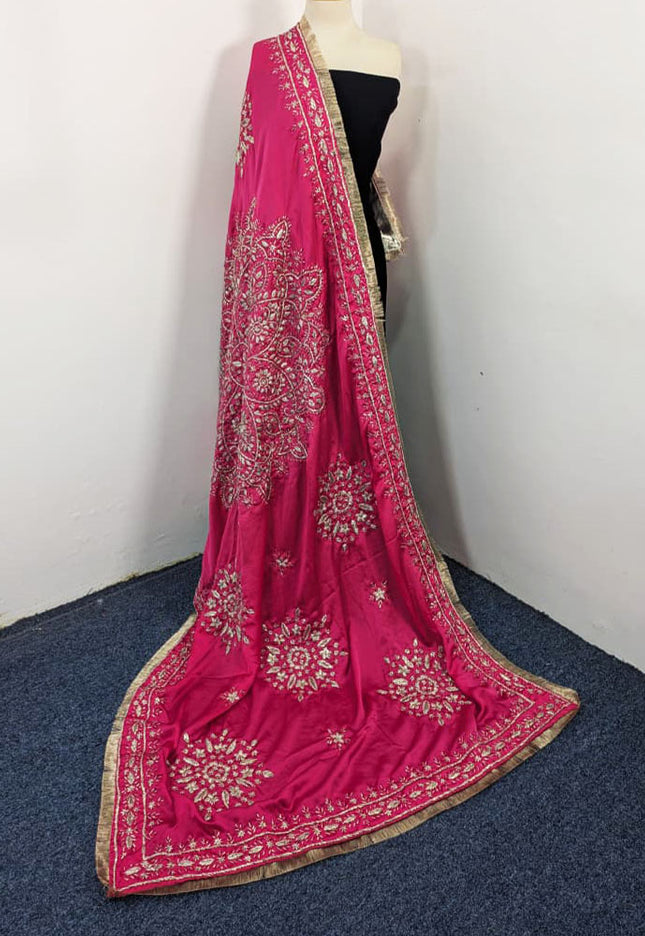 Premium Handmade LCD Gotta Work Silk Dupatta (Ready To Wear)