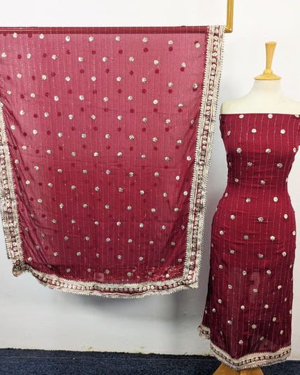Handmade Akhrot Gotta & Press Sitara Work Chiffon 2Pc Unstitched