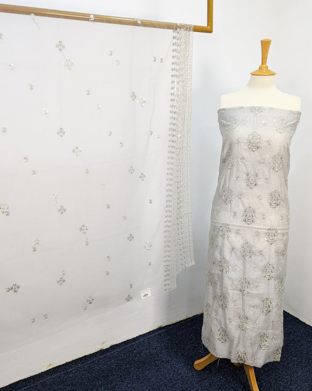 Fancy Embroidered Khaadi Net Unstitched Suits