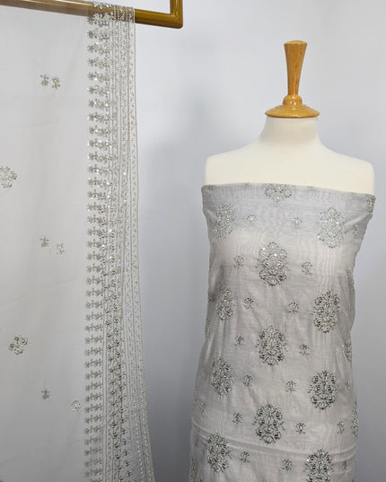 Fancy Embroidered Khaadi Net Unstitched Suits