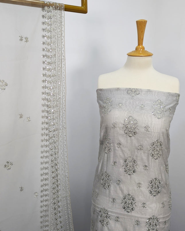 Fancy Embroidered Khaadi Net Unstitched Suits