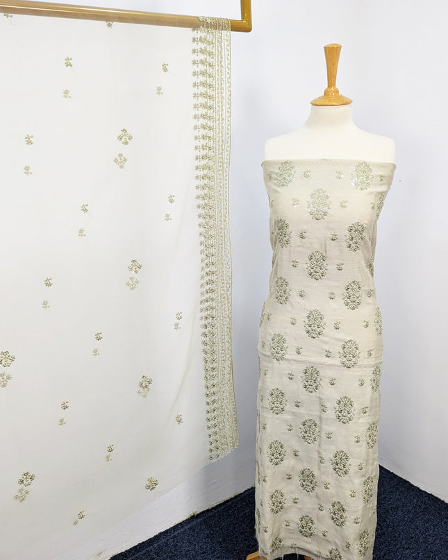Fancy Embroidered Khaadi Net Unstitched Suits