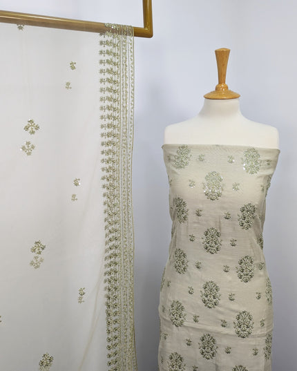 Fancy Embroidered Khaadi Net Unstitched Suits