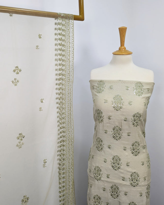 Fancy Embroidered Khaadi Net Unstitched Suits
