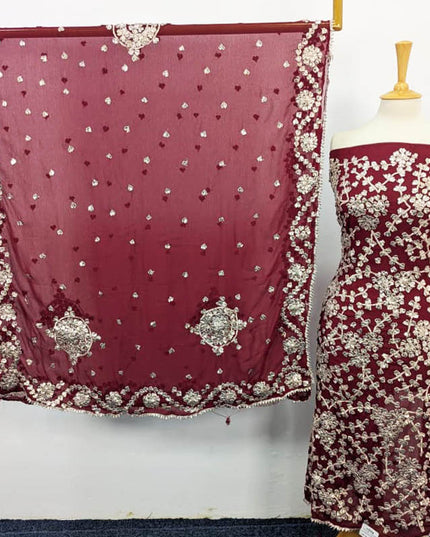 Fancy Chiffon with Full Jaal Gotta Work Shirt & 4 Sided Border Dupatta 2Pc Unstitched