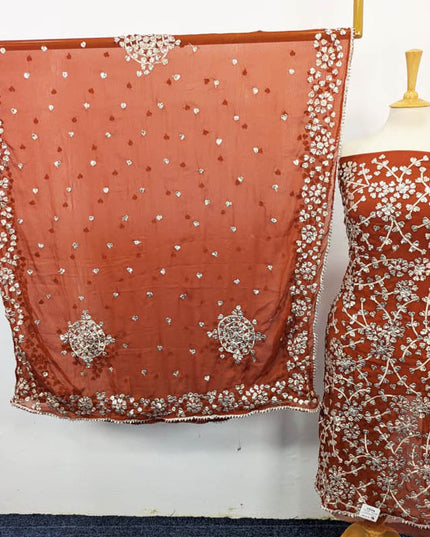 Fancy Chiffon with Full Jaal Gotta Work Shirt & 4 Sided Border Dupatta 2Pc Unstitched