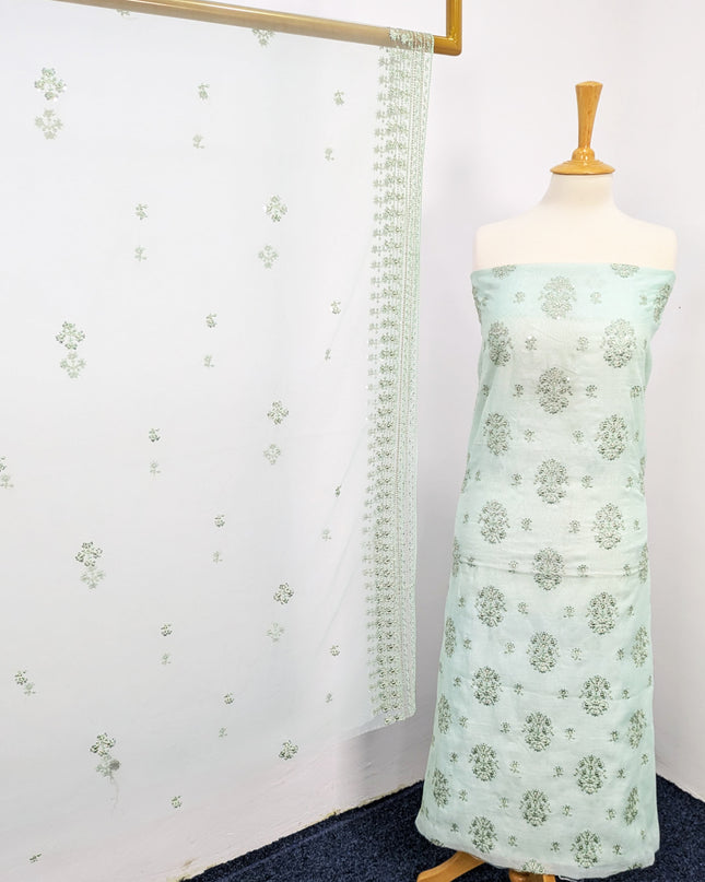 Fancy Embroidered Khaadi Net Unstitched Suits